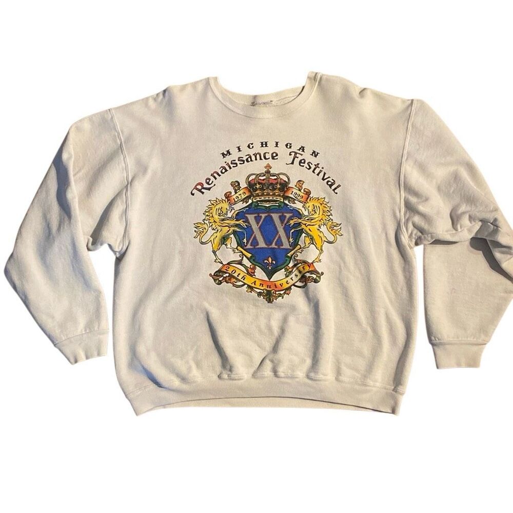 Vintage 1999 Michigan Renaissance Festival Sweatshirt Tea Stain Small Fest 20th